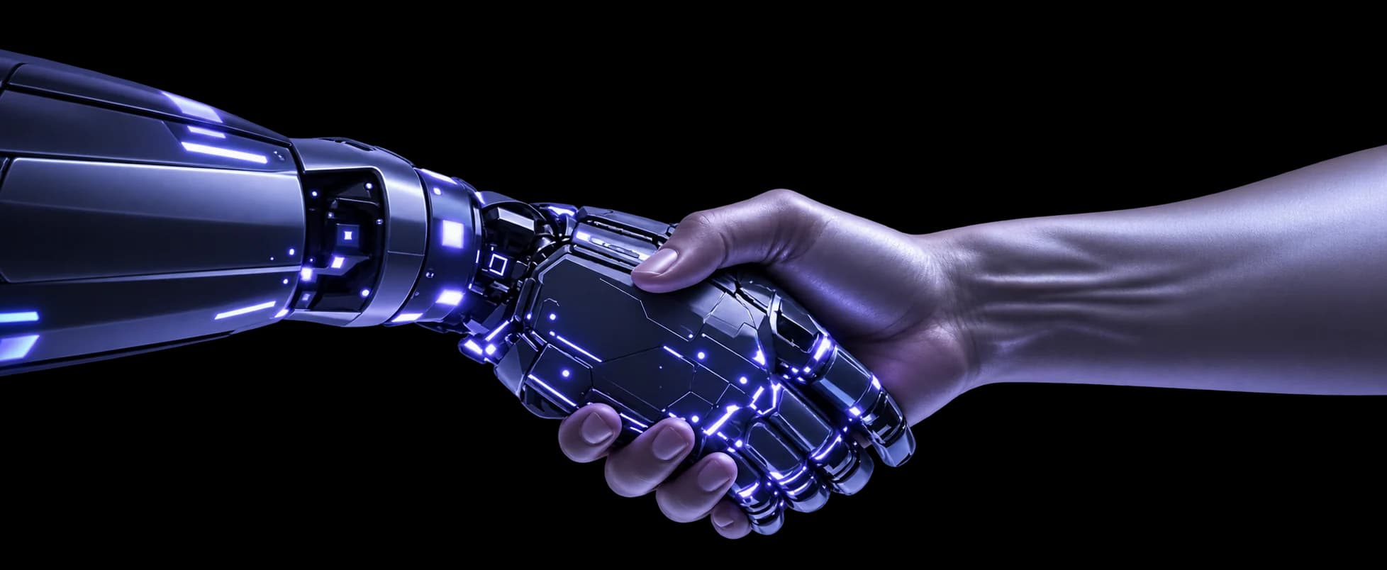 RAG Application Development Company services by Akoode — a robotic hand shaking a human hand