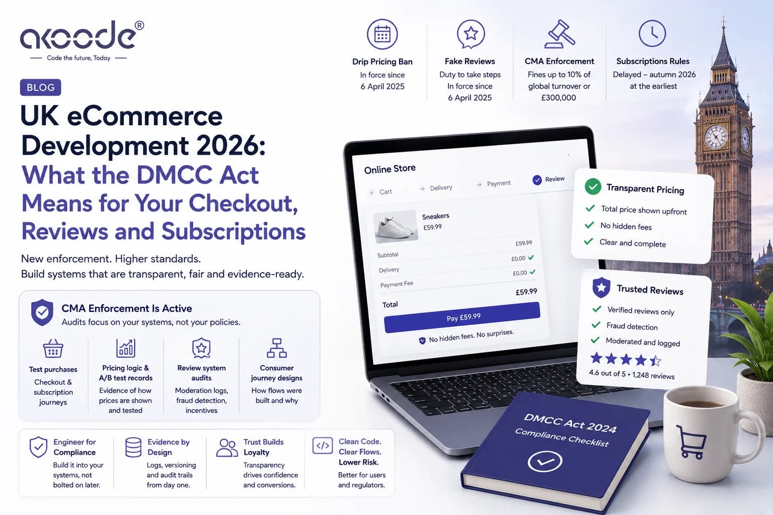 UK eCommerce Development 2026: What the DMCC Act Means for Your Checkout, Reviews and Subscriptions