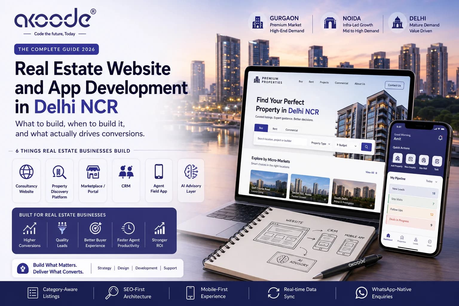Real Estate Web and App Development in India: What Property Businesses in Gurgaon, Noida and Delhi Should Actually Build